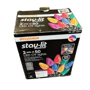 Sylvania Stay-Lit Platinum LED C9 Lights Multi-Color 2 Sets of 50 100pk 1600434